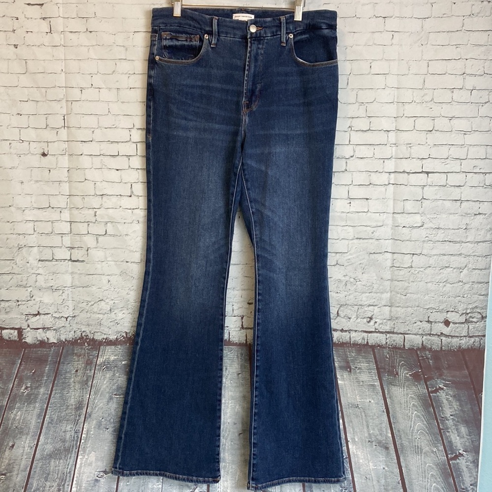 Good American Good Legs Flare Split Pocket Jeans Size 12/31 Elevated Basic Flare - Picture 5 of 15